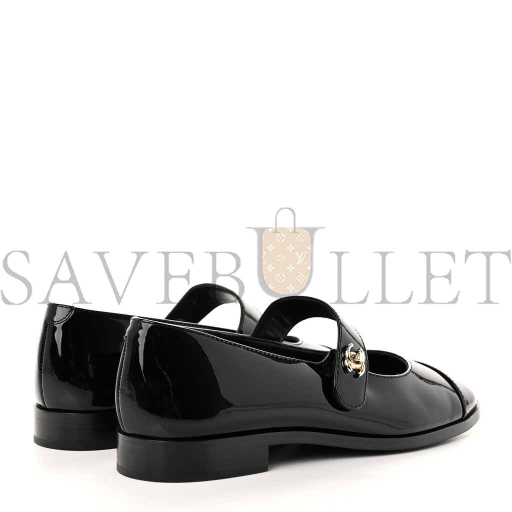 Ch*el patent calfskin mary janes flats black g45280